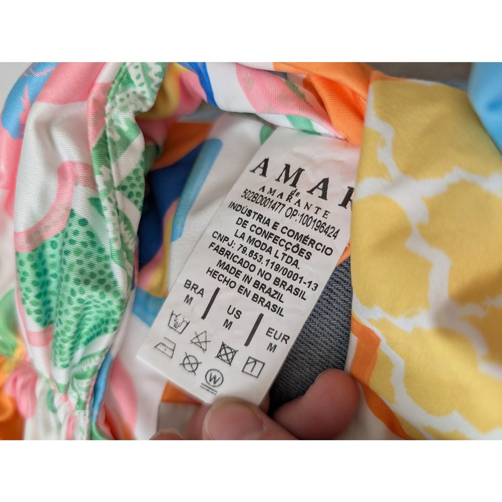 Amar By Amarante One-Piece Swimsuit Size Medium Colorful Cut Out Brazil Beachy - Picture 4 of 13